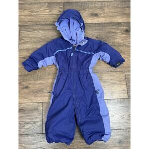 REI Infant 18 Months One Piece Snow Suit Fleece Lined Purple & Blue GROWTH TUCK
